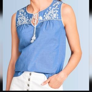 Talbots Sleeveless Chambray Top